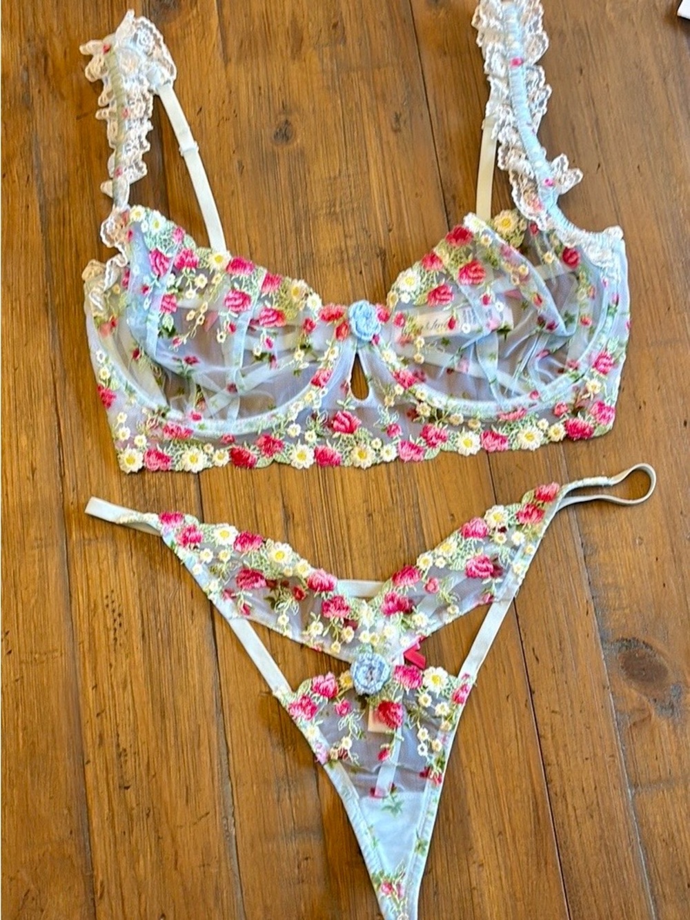 NWOT for love and lemons Aurelia bra and v-string set